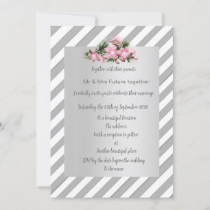 Gray Stripe pink Blume Einladung Neue Hochzeit
