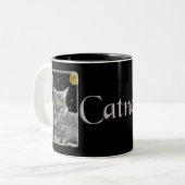 Gray Striped Kitty Art "Catnap" Zweifarbige Tasse (Vorderseite Links)