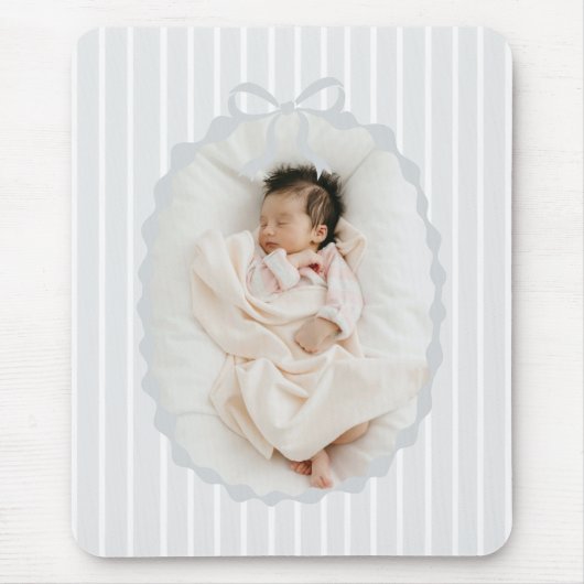 Gray Stripes Bow Frame Custom Photo Mousepad (Vorne)