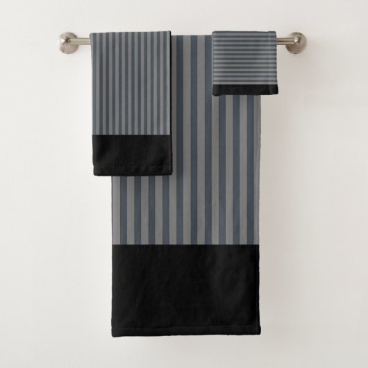 GRAY STRIPES SCHWARZE GRENZE BADHANDTUCH SET (Insitu)