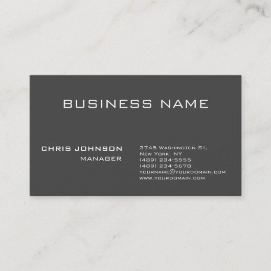 Gray Stylish Charm Manager Standard Business Card Visitenkarte (Vorderseite)