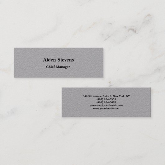 Gray Stylish Einfach Schlicht Minimalistisch klass Mini Visitenkarte (Vorne/Hinten)