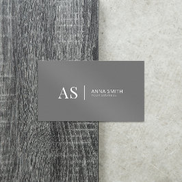 Gray Stylish Monogram Modern Visitenkarte