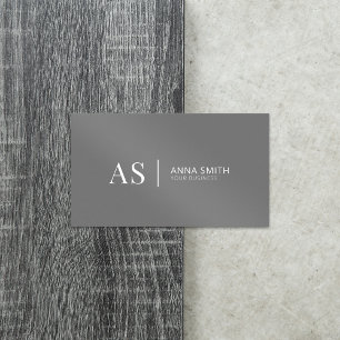 Gray Stylish Monogram Modern Visitenkarte