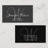 Gray Stylish Monogram Mommy Calling Card Telefonnummerkarte (Vorne/Hinten)