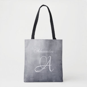 Gray stylish rustic monogram tasche