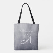 Gray stylish rustic monogram tasche (Rückseite)