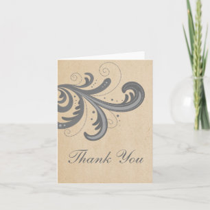 Gray Stylish Wirbel Danke-Card Dankeskarte