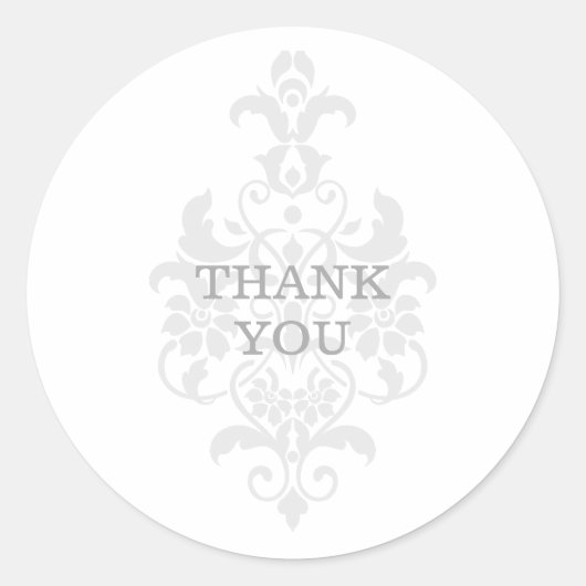 Gray Subtle Damask Danke Stickers (Vorderseite)