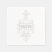 Gray Subtle Damask Paper Napkins Serviette (Vorderseite)