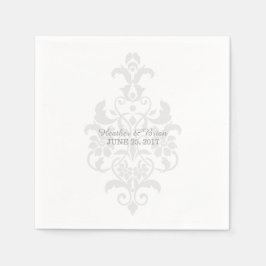 Gray Subtle Damask Paper Napkins Serviette