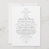Gray Subtle Damask Save the Date einladen Einladung (Vorderseite)