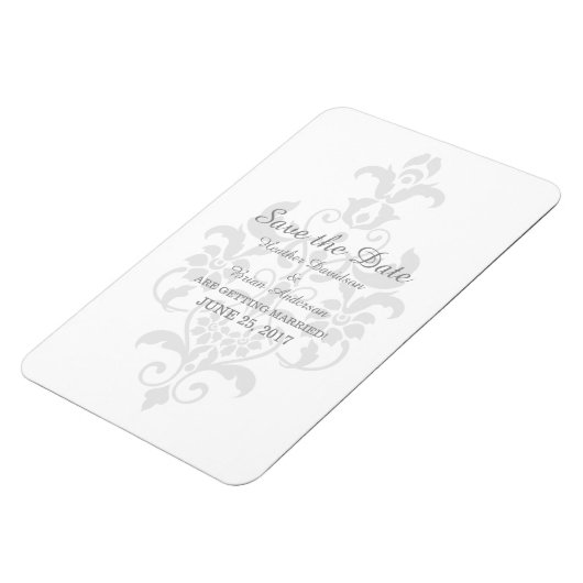 Gray Subtle Damask Save the Date Flexi Magnet (Linke Seite)