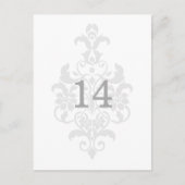 Gray Subtle Damask Tischnummer Postkarte (Vorderseite)