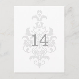 Gray Subtle Damask Tischnummer Postkarte