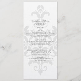 Gray Subtle Damask Wedding Menu Menükarte