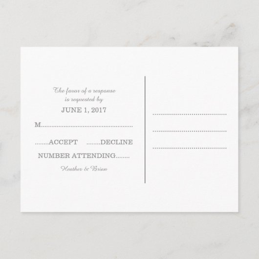 Gray Subtle Damask Wedding UAWG Postcard Einladungspostkarte (Rückseite)