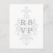 Gray Subtle Damask Wedding UAWG Postcard Einladungspostkarte (Vorderseite)