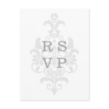 Gray Subtle Damask Wedding UAWG Postcard