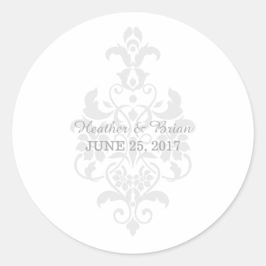 Gray Subtle Damask Wedger Stickers (Vorderseite)