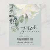 GRAY SUBTLE IVORY WHITE FLORAL BUNCH SAVE THE DATE ANKÜNDIGUNGSPOSTKARTE (Vorderseite)