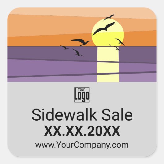 Gray Sunset Stylized ・ Summer Sale Label Quadratischer Aufkleber (Vorderseite)