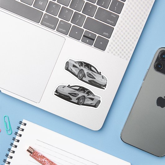 Gray Supercar Sticker (Laptop mit iPhone)