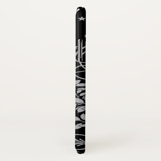 Gray SwirbelDamask Muster auf schwarz Case-Mate iPhone Hülle (Hinten/Rechts)