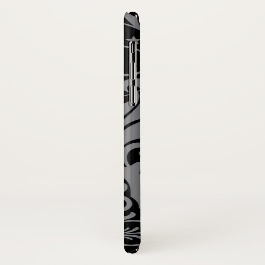 Gray SwirbelDamask Muster auf schwarz Case-Mate iPhone Hülle (Hinten/Links)