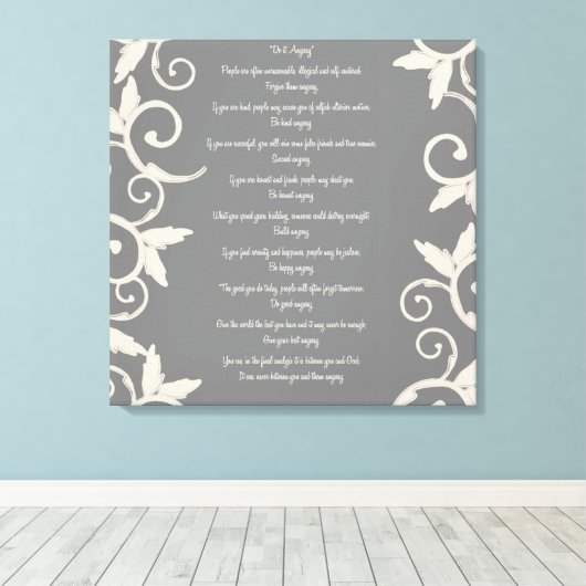 Gray Swirl "Do It Anyway" Wrapped Canvas Print Leinwanddruck (Insitu (Holzboden))