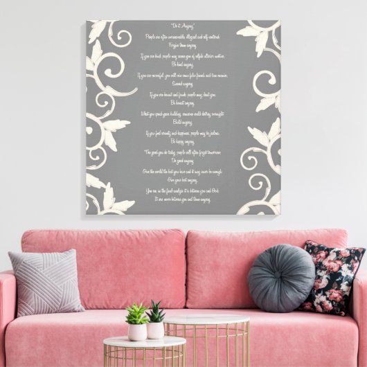 Gray Swirl "Do It Anyway" Wrapped Canvas Print Leinwanddruck (Insitu (Wohnzimmer))