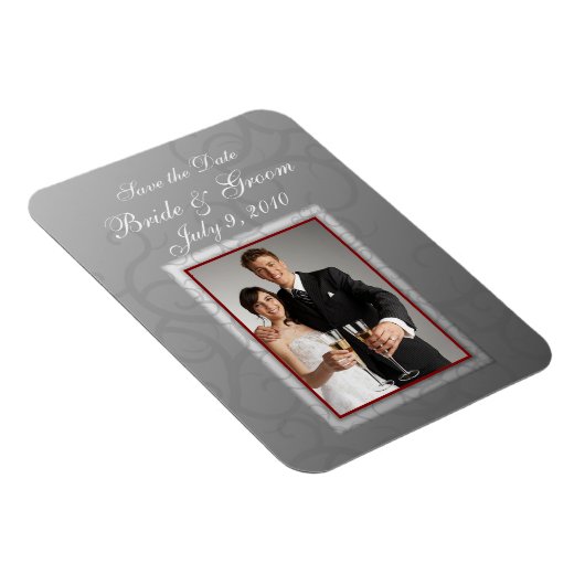 Gray Swirl Save the Date Premium Magnet (Rechte Seite)