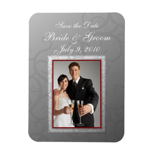 Gray Swirl Save the Date Premium Magnet (Vertikal)