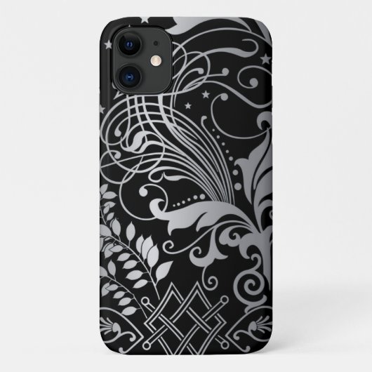 Gray Swirling Damask Pattern auf Black Case Mate i (Rückseite)