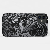 Gray Swirling Damask Pattern auf Black Case Mate i (Rückseite (Horizontal))