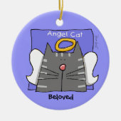 Gray Tabby Cat Angel Personalize Keramik Ornament (Vorne)
