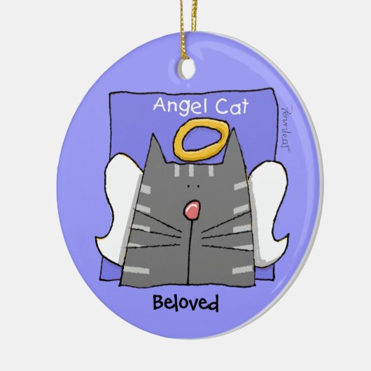 Gray Tabby Cat Angel Personalize Keramik Ornament (Links)