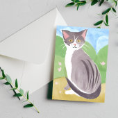 Gray Tabby Cat | Aquarellmalerei Postkarte