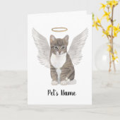 Gray Tabby Cat Beileid Memorial Karte (Gelbe Blume)