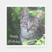 Gray Tabby Cat Birthday Serviette (Vorderseite)