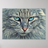 Gray Tabby Cat-Blue Eyes Poster (Vorne)