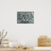 Gray Tabby Cat-Blue Eyes Poster (Küche)