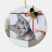 Gray Tabby Cat Christmas Keramik Ornament (Hinten)