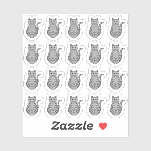 Gray Tabby Cat Decorative Pet Plane Aufkleber (Blatt)