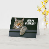 Gray Tabby Cat Face | Happy Birthday Karte (Gelbe Blume)