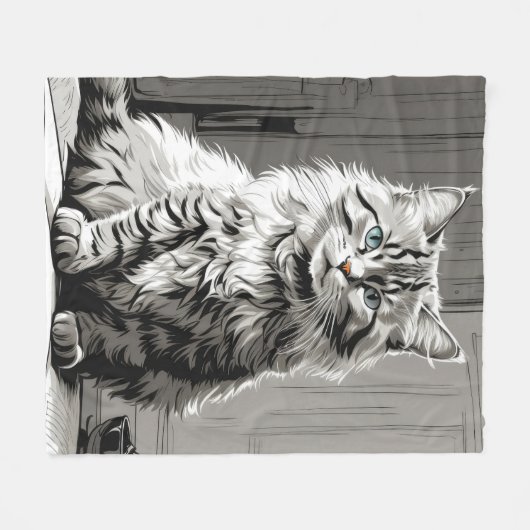 Gray Tabby Cat Fleecedecke (Vorderseite (Horizontal))