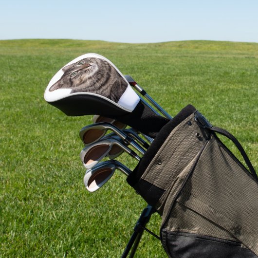 Gray Tabby Cat Golf Headcover (In SItu)