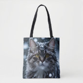 Gray Tabby Cat in Snow Tasche (Vorderseite)