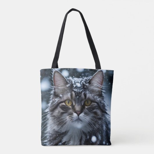 Gray Tabby Cat in Snow Tasche (Rückseite)