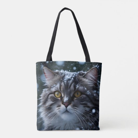 Gray Tabby Cat in Snowstorm Tasche (Rückseite)